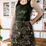 Pink Black One Line Artistic Zeichn Pattern Name Schürze<br><div class="desc">Rosa und beige auf schwarz eine Zeile künstlerisch zeichnend Muster Namen Schürze. Füge Deinen Namen hinzu.</div>