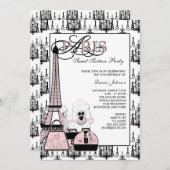 Pink Black Paris Chandelier 16 . Geburtstag Party Einladung (Vorne/Hinten)