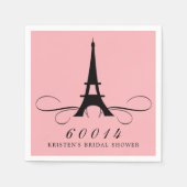 Pink Black Paris Eiffel Tower Brautparty Serviette (Vorderseite)