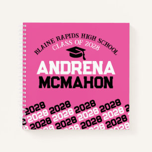 Pink & Black Pawprint Abschluss Gästebuch Notizblock