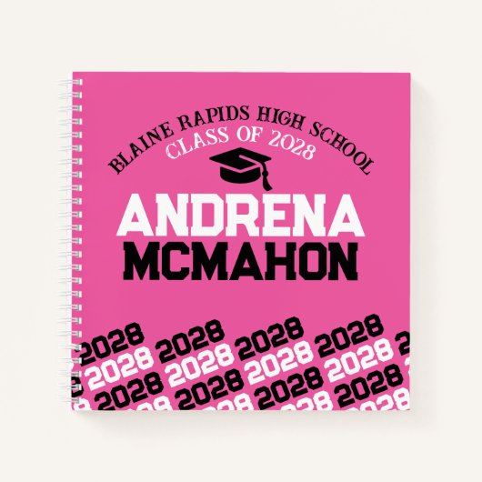 Pink & Black Pawprint Abschluss Gästebuch Notizblock (Vorderseite)