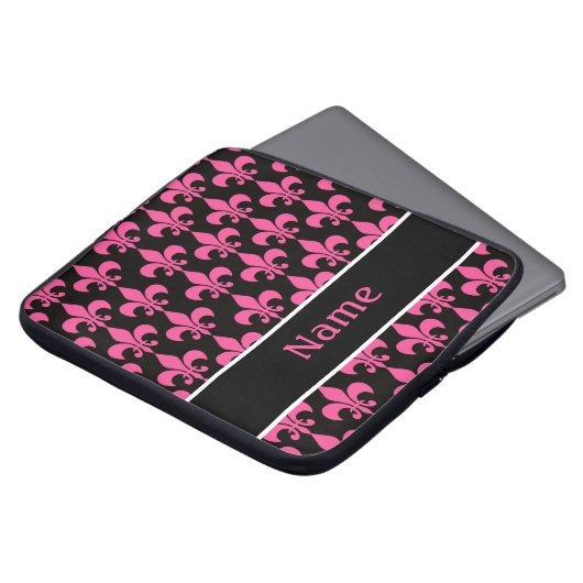 Pink Black Personalisiert Lilie Laptopschutzhülle (Vorne Oben)