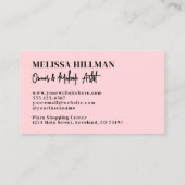 Pink Black Photo Logo Makeup Visitenkarte (Rückseite)