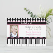 Pink Black Piano Thema Sweet 16 Geburtstag Einladung (Stehend Vorderseite)