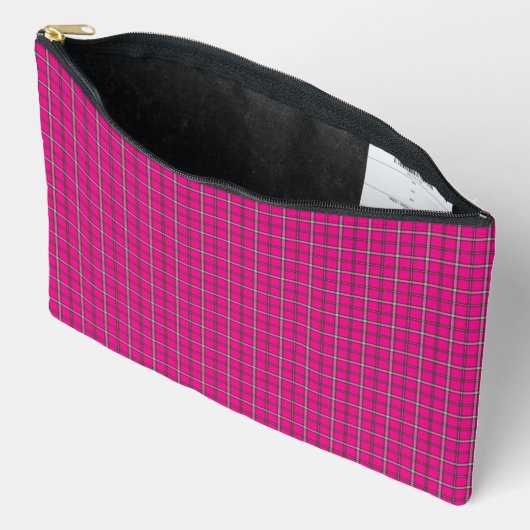Pink Black Plaid Classic Pattern Bright Zubehörtasche (Offen)