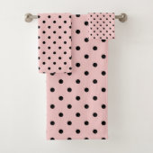 Pink Black Polak Dot Badhandtuch Set (Insitu)