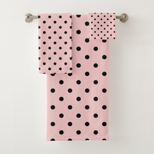 Pink Black Polak Dot Badhandtuch Set (Insitu)