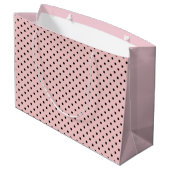 Pink Black Polak Dot Große Geschenktüte (Rückseite Schrägansicht)