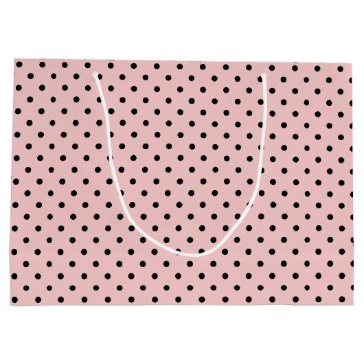 Pink Black Polak Dot Große Geschenktüte (Rückseite)