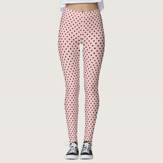 Pink Black Polak Dot Leggings (Vorderseite)