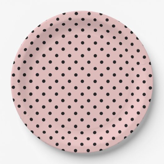Pink Black Polak Dot Pappteller (Vorderseite)