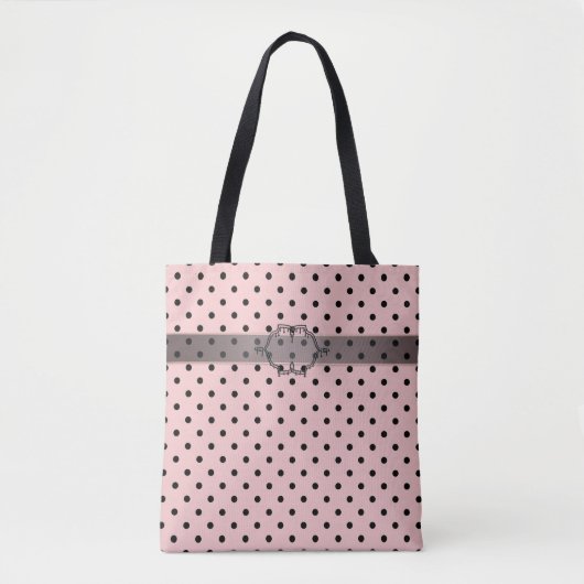 Pink Black Polak Dot Tasche (Vorderseite)