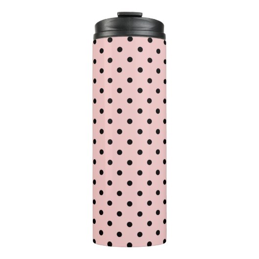 Pink Black Polak Dot Thermosbecher (Vorderseite)
