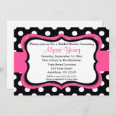 Pink Black Polka Dot Bridal oder Babydusche Einlad Einladung (Vorne/Hinten)