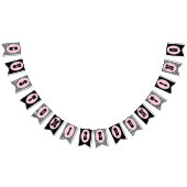 Pink Black Polka Dot Bunting Flags Party Banner (Alle)