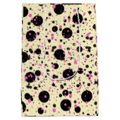 Pink & Black Polka Dot Glam Pattern Mittlere Geschenktüte (Rückseite)