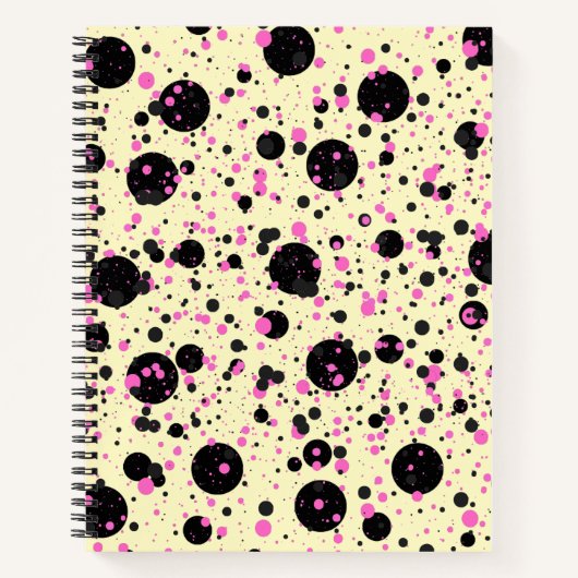 Pink & Black Polka Dot Glam Pattern Notizblock (Vorderseite)