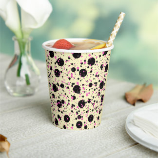 Pink & Black Polka Dot Glam Pattern Pappbecher