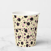 Pink & Black Polka Dot Glam Pattern Pappbecher (Rückseite)