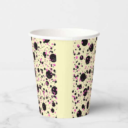 Pink & Black Polka Dot Glam Pattern Pappbecher (Rechts)