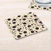 Pink & Black Polka Dot Glam Pattern Rechteckiger Pappuntersetzer (angewinkelt)