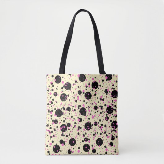 Pink & Black Polka Dot Glam Pattern Tasche (Vorderseite)