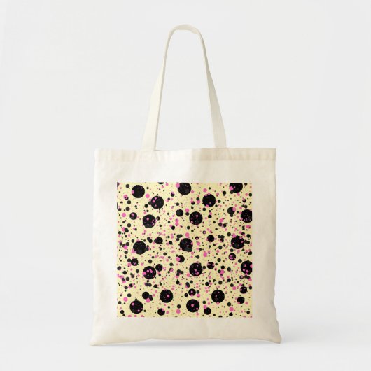 Pink & Black Polka Dot Glam Pattern Tragetasche (Vorne)