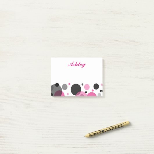 Pink Black Polka Dot Post-it Klebezettel (Auf Schreibtisch)