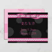 Pink Black Polka Dot Ribbon Bow UAWG Postkarte (Vorne/Hinten)