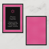 Pink Black Polka Dots Bat Mitzvah Empfang Card Begleitkarte (Vorne/Hinten)