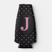 PINK BLACK POLKA DOTS CUSTOM ERSTE FLASCHE COOLER FLASCHENKÜHLER (Vorderseite)