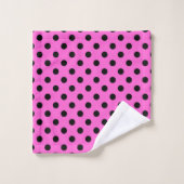 Pink & Black Polka Dots Dot Badhandtuch Set (Waschlappen)