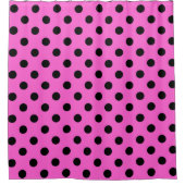 Pink & Black Polka Dots Dot Duschvorhang (Vorderseite)