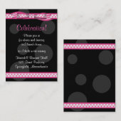 Pink Black Polka Dots Ribbon Bat Mitzvah Empfang Begleitkarte (Vorne/Hinten)