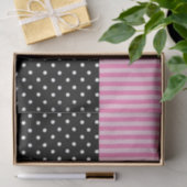 Pink Black Polka Dots Stripes Modern Paris Chic Seidenpapier (Geschenk)