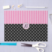 Pink Black Polka Dots Stripes Modern Paris Chic Seidenpapier (Handwerk)
