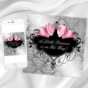 Pink Black Princess Baby Girl Dusche Einladung