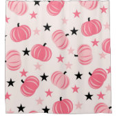 Pink & Black Pumpkin mit Stars Halloween & Autumn Duschvorhang (Vorderseite)
