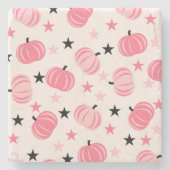 Pink & Black Pumpkin mit Stars Halloween & Autumn Steinuntersetzer (Vorderseite)