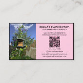 Pink & Black QR Code Professional 2 Foto Floral Visitenkarte (Rückseite)