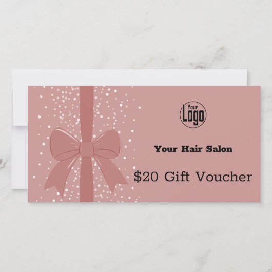 Pink Black QR Code Salon Hinweis Gutscheinkarte (Vorderseite)