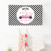 Pink Black Race Auto Ready Set Go Baby Dusche Banner (Insitu)