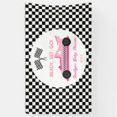 Pink Black Race Auto Ready Set Go Baby Dusche Banner (Vertikal)