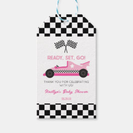 Pink Black Race Auto Ready Set Go Baby Dusche Geschenkanhänger