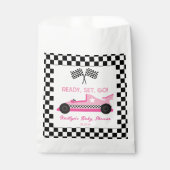 Pink Black Race Auto Ready Set Go Baby Dusche Geschenktütchen (Vorderseite)
