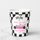 Pink Black Race Auto Ready Set Go Baby Dusche Pappbecher (Vorderseite)