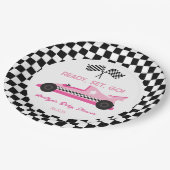 Pink Black Race Auto Ready Set Go Baby Dusche Pappteller (Schrägansicht)