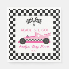 Pink Black Race Auto Ready Set Go Baby Dusche Serviette