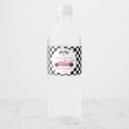 Pink Black Race Auto Ready Set Go Baby Dusche Wasserflaschenetikett