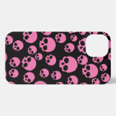 Pink Black Random Skulls Muster iPhone Hülle (Rückseite (Horizontal))